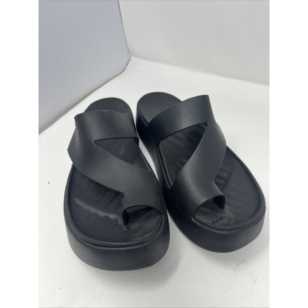 CROCS Womens GETAWAY PLATFORM TOE LOOP 210834-001 BLACK | Size 7 - Picture 3 of 8